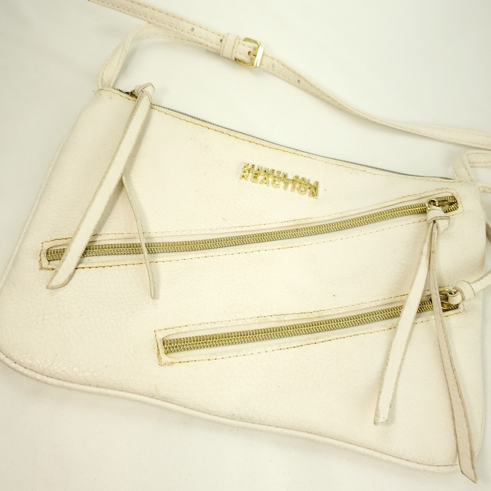 Kenneth Cole Reaction Ivory Faux Leather Crossbody